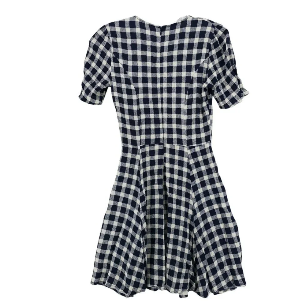 REFORMATION Mini Dress Blue White Gingham Check Fit Flare XS - Picture 4 of 8
